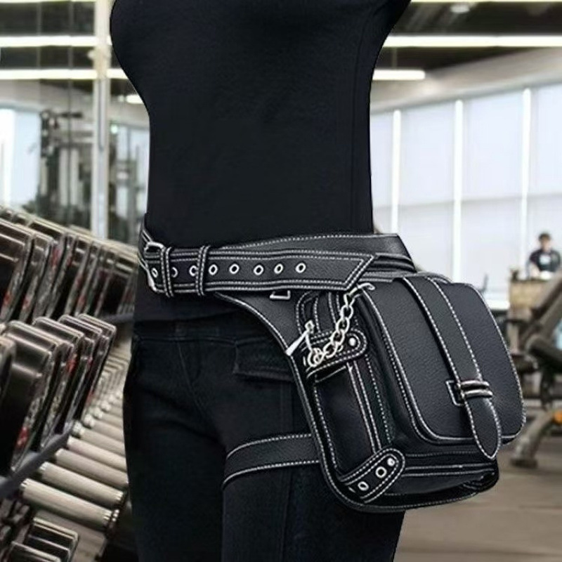 Image of Motorcycle Retro Waist Bag For Men And Women Outdoor Single Shoulder Motorcycle Crossbody Bag Riding Phone Pouch
