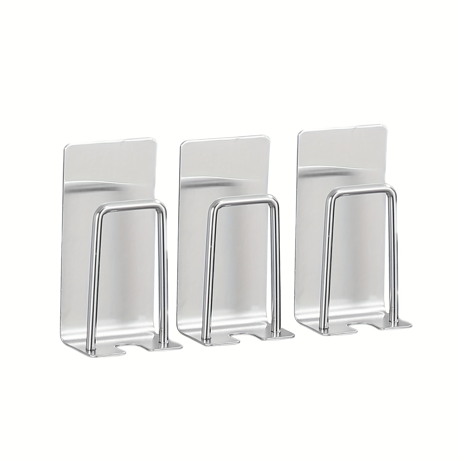 TEMU 3/6piece Stainless Steel Toothbrush Cup Holder - Wall-mounted No-drill Bathroom Storage Rack With Hook Design, Durable And Stylish |