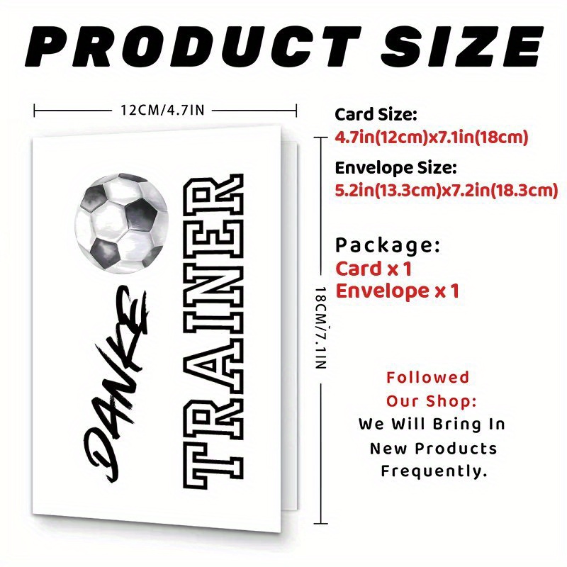 Image of 1pc Football Thank You Card Suitable For - Name//season, Cute Soccer Gift With Envelope, End Of Season Appreciation For / Teams