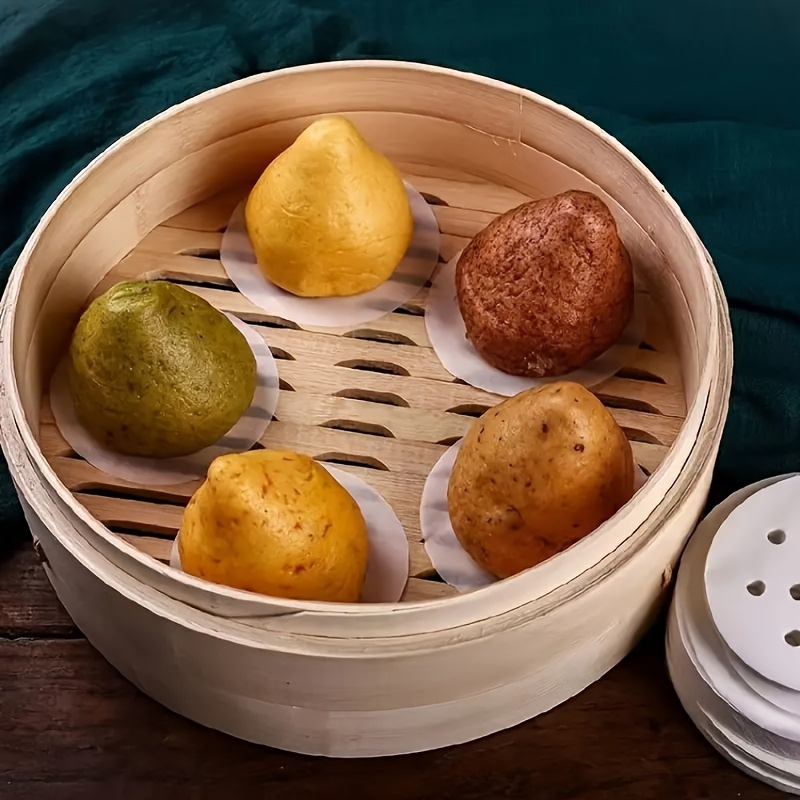 500pcs food grade disposable steamer liners 2 95 inch round parchment paper for steaming buns dumplings baking heat resistant up to 392 f non stick kitchen essentials dumpling preparation perforated design nonscratch surface Product details 4