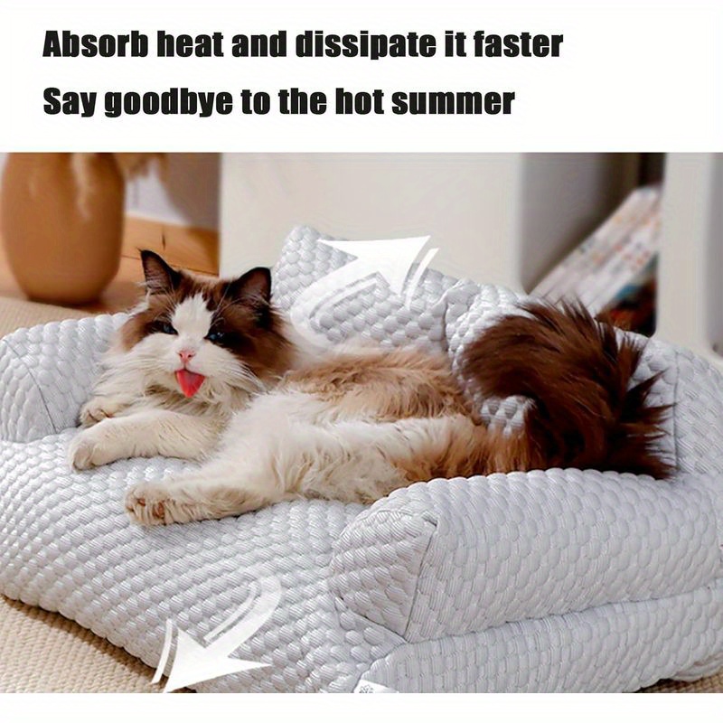 ice   fiber fabric cooling pet bed breathable washable dog sofa bed summer   ice   fiber fabric bed for cats and dogs suitable for small medium large cats and dogs Product details 1