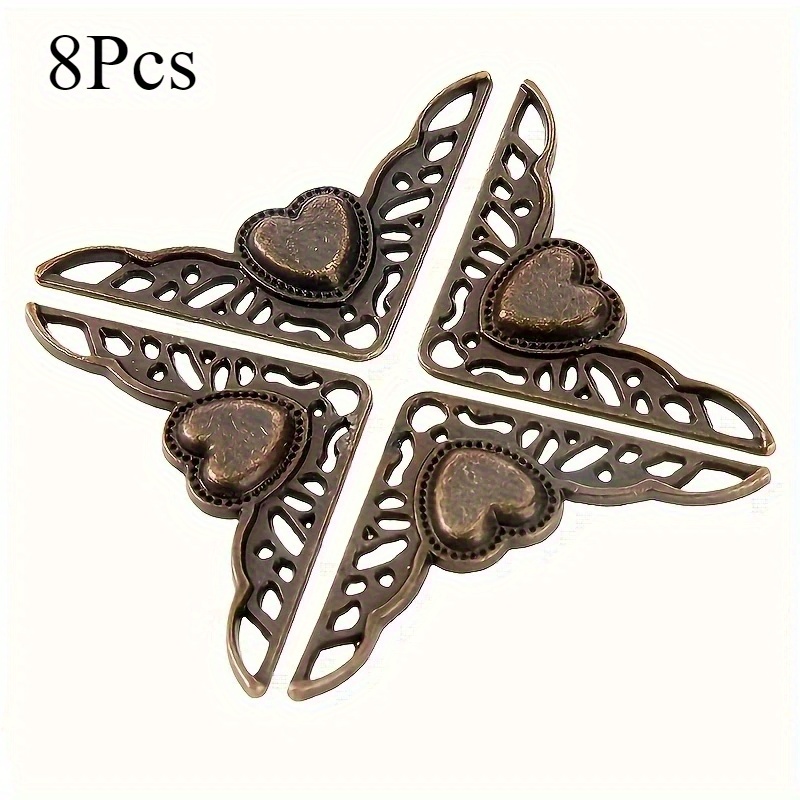 TEMU 8pcs Metal Corner Protectors For Jewelry Boxes & Wooden Cases - Decorative Edge Guards With Intricate & Golden Accents, Iron , Phthalate-free,