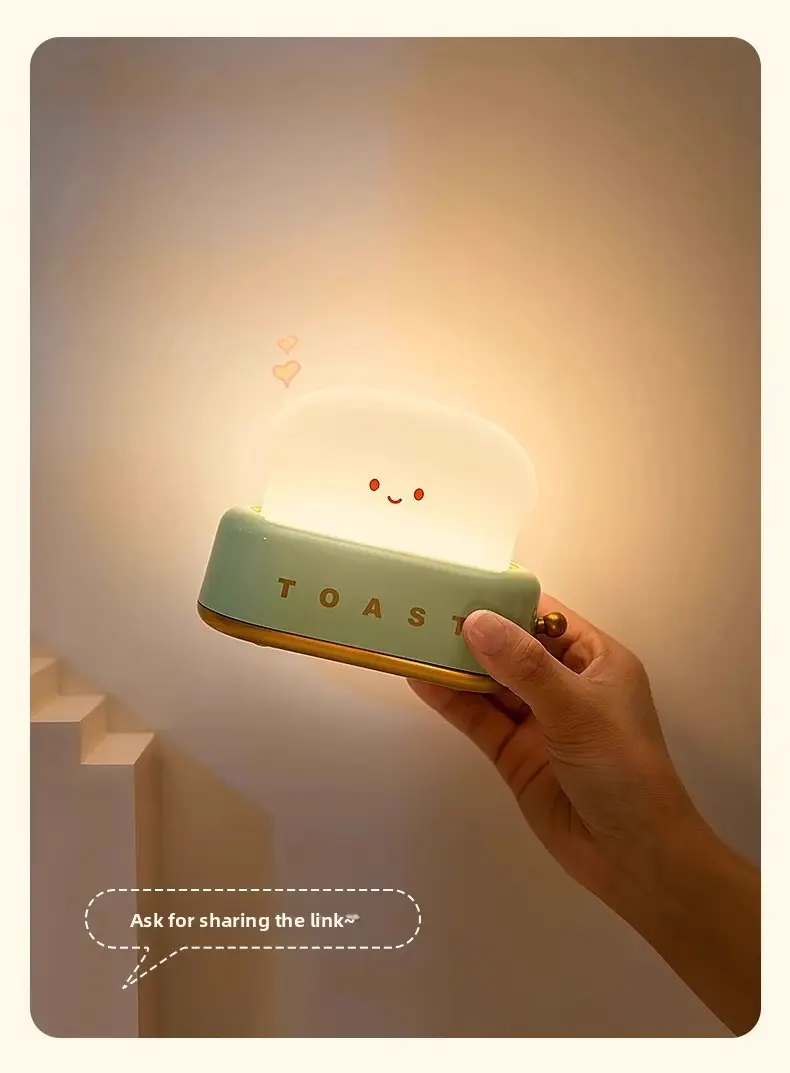 cute bread machine night light with adjustable brightness usb rechargeable led toast light modern   for bedroom bedside timer sleep aid perfect gift for home decor bedside lamp   design durable plastic Product details 8