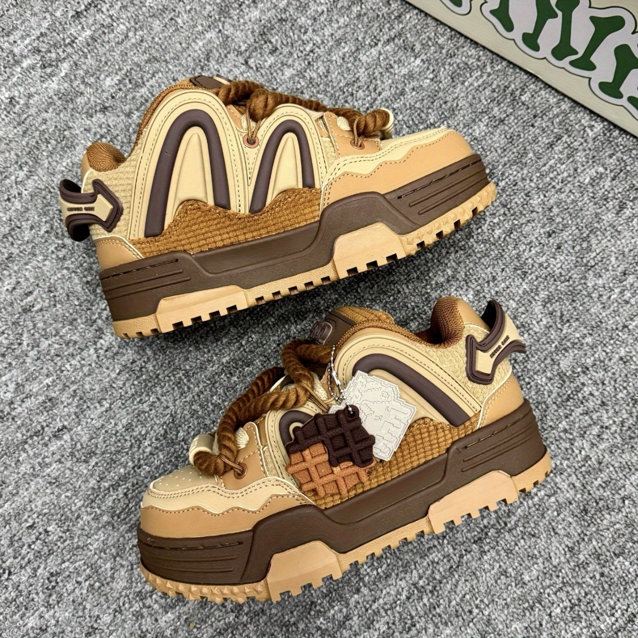 Skate Shoes Platform Sneakers Unisex Skate Shoes - Brown & Black Platform Sneakers with Lace-Up Closure, Breathable Microfiber Upper & Durable TPR Sole for Casual Wear, Sports, and Outdoor Activities