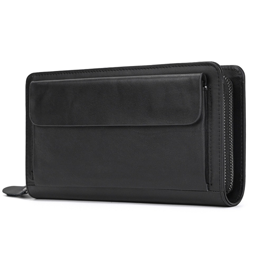Image of Business-style Wrist Strap Men's Clutch Bag | Large Capacity, Fits Phone And Wallet, Furrowed Leather, Vintage Style, Perfect For Daily , Ideal Gift For Birthdays, Anniversaries, And Valentine's Day