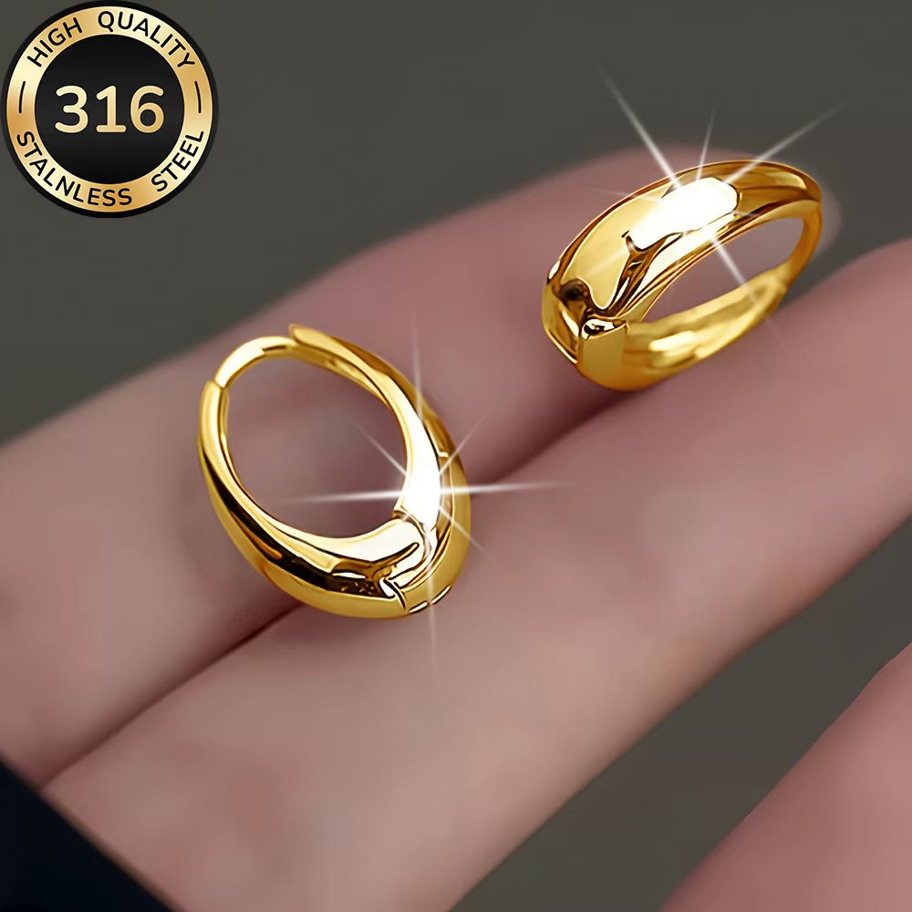 TEMU Boucles d'oreilles dorées de haute qualité en acier inoxydable 316 316 304 316 304, hypoallergéniques, , plaquées or, résistantes à la