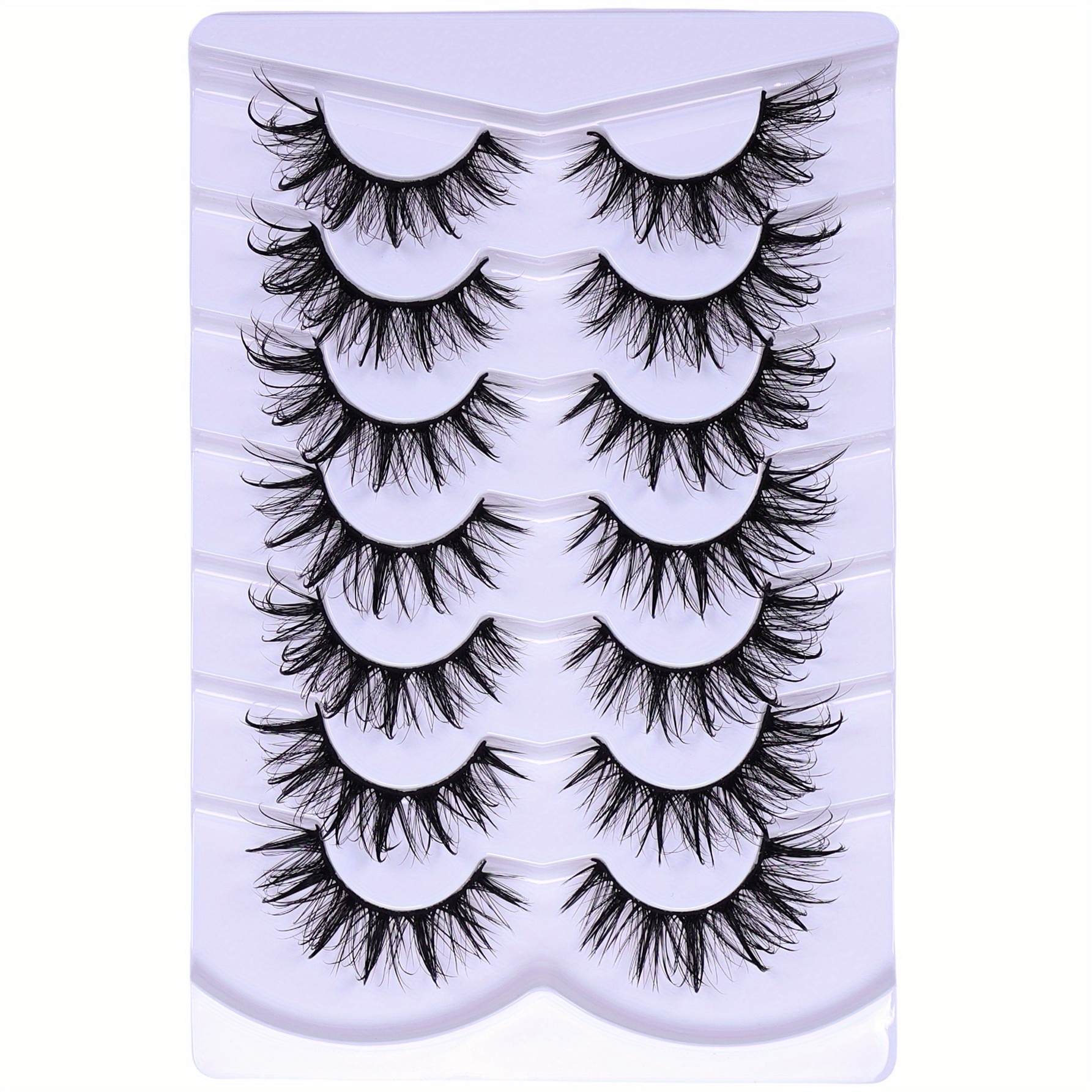 7 Pairs Of Wet Look Spiky Thick Fake False Eyelashes, Reusable Dramatic Cosplay Wispy Doll Lashes Makeup