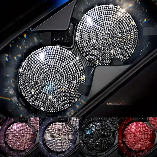 2 car diamond coasters car silicone anti skid insulation water cup mat creative pvc interior decoration