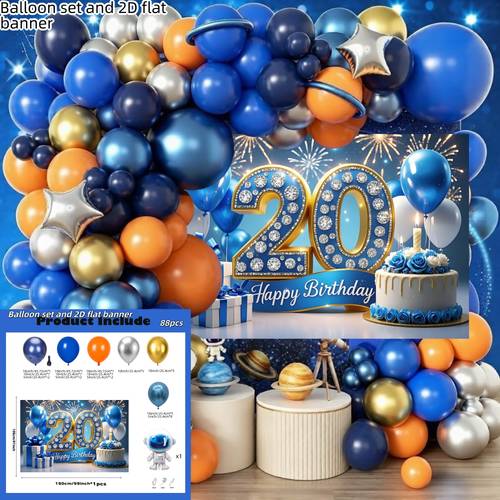 88pcs party packs balloon arch kit birthday balloons and 2d flat banners party balloons decoration balloon set and 2d flat banner bachelor party christmas thanksgiving valentines day orientation graduation season anniversary 2d flat