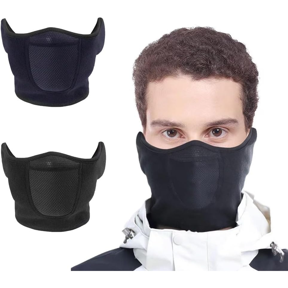 TEMU 2pcs Men's Bohemian Ethnic Style Cold Proof Ear Masks - Windproof, Breathable, Adjustable Ear Strap, Skiing, Cycling, Outdoor Sports Warm Face