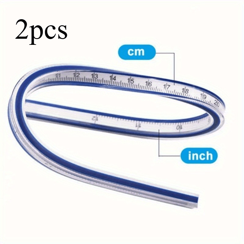 TEMU Ruler, Curved Ruler, Soft Ruler, Flexible Curve Ruler With Clear Scale - Soft, Durable Plastic For Sewing, Drafting & Design - Easy-to-clean