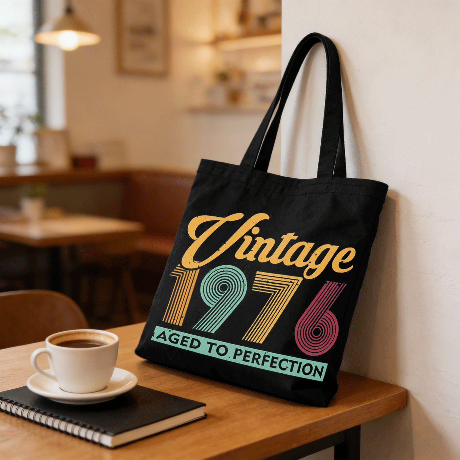 TEMU Vintage 1976, 50th Birthday Gift Distressed Design Tote Bag Suitable For Travel, Commuting And Daily Use, Fashionable, Sturdy And Durable, An