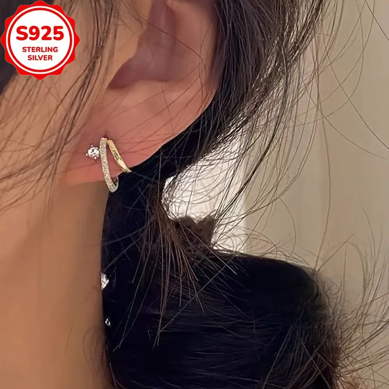 925 sterling silver luxurious and elegant double claw synthetic zirconia earrings are the for birthday gifts commemorative gifts and gift Product details 5