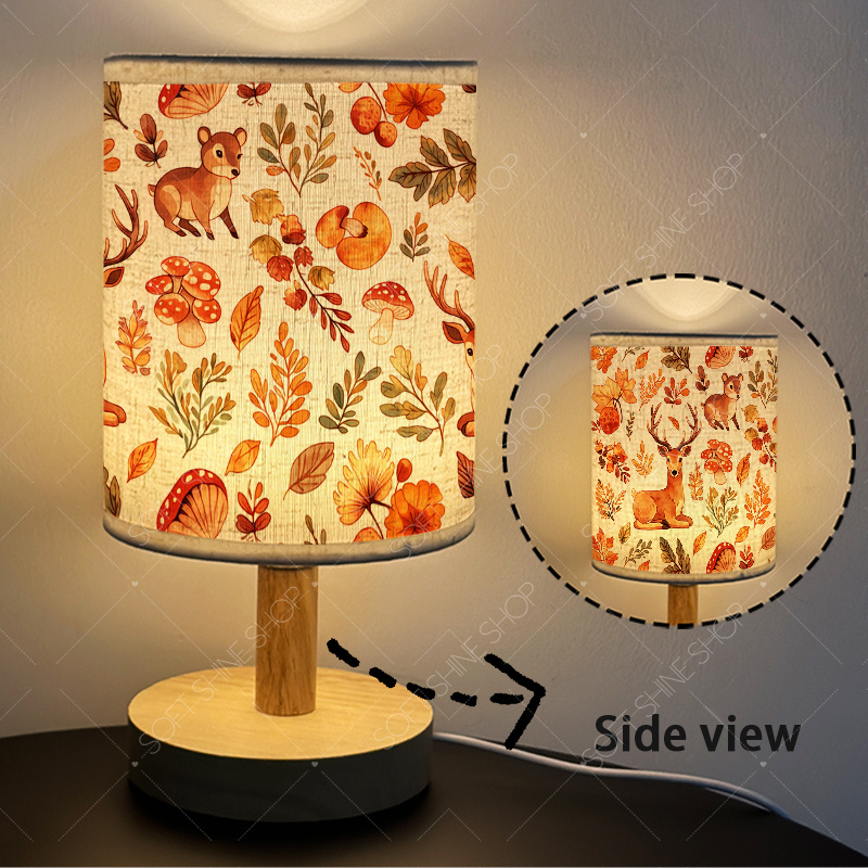 USB Powered Fabric Table Lamp, Woodland Animals Design