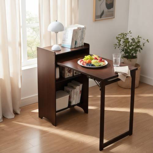 space saving folding desk with hidden storage built in socket foldable computer table suitable for small spaces century modern bedside desk no