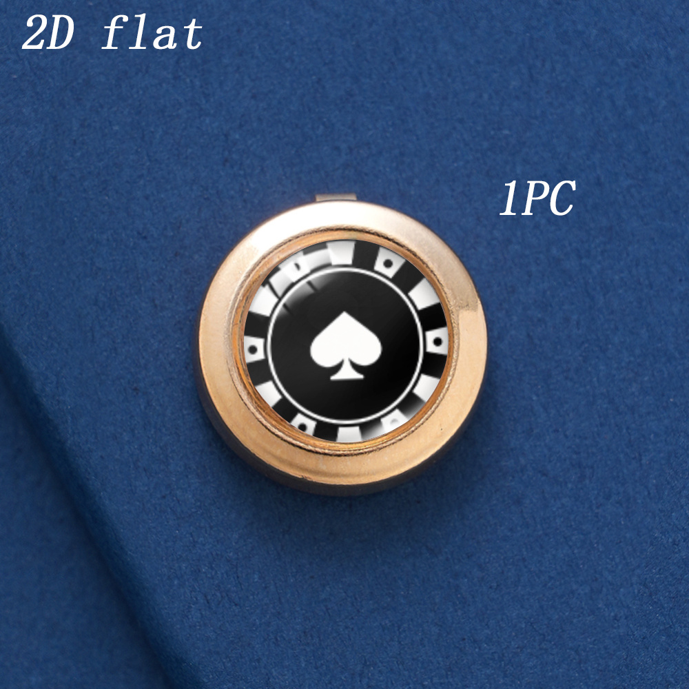 TEMU 1pc Spade Chip Button - Glass Cabochon Detachable Shirt Stud With Spade Suit Design, Metallic Round Collar For Men's Wedding, For Shirts, Suits,