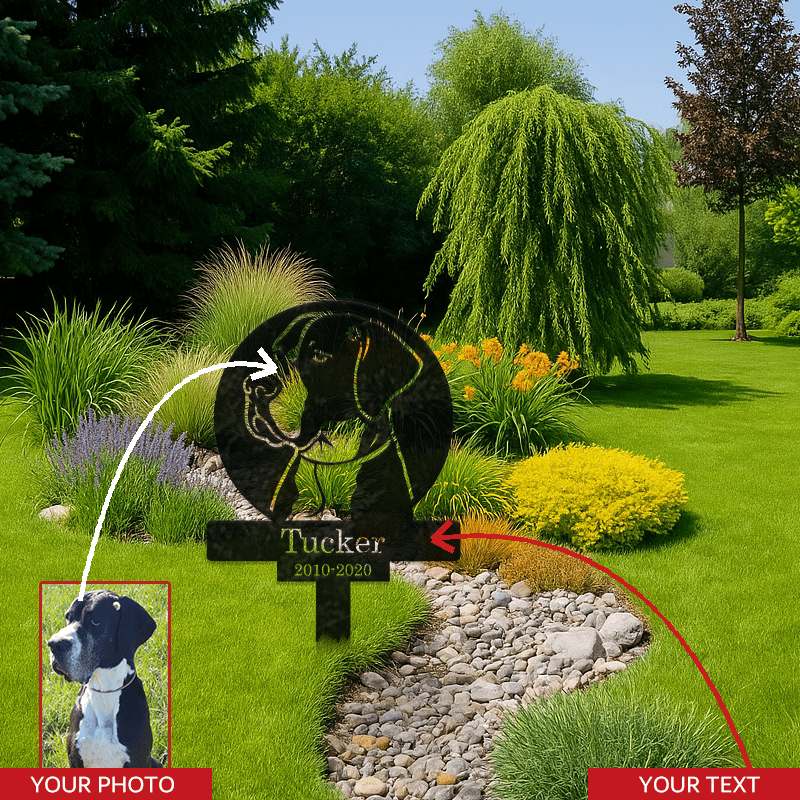 Custom Dog Portrait Metal Art Memorial Stake