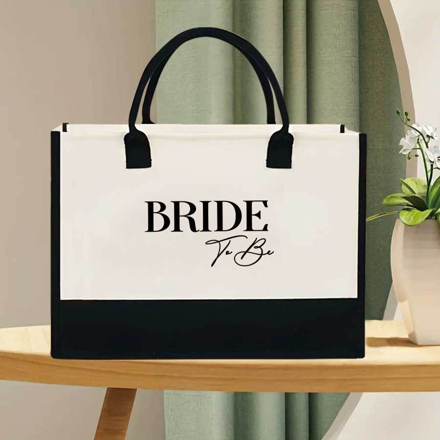 E-shop Elegante Braut-Druck-Handtasche, Große Kapazität, Damenmode-Handtasche mit schwarzen , Polyester, unverkleidet, ohne Verschluss, für Hochzeit,