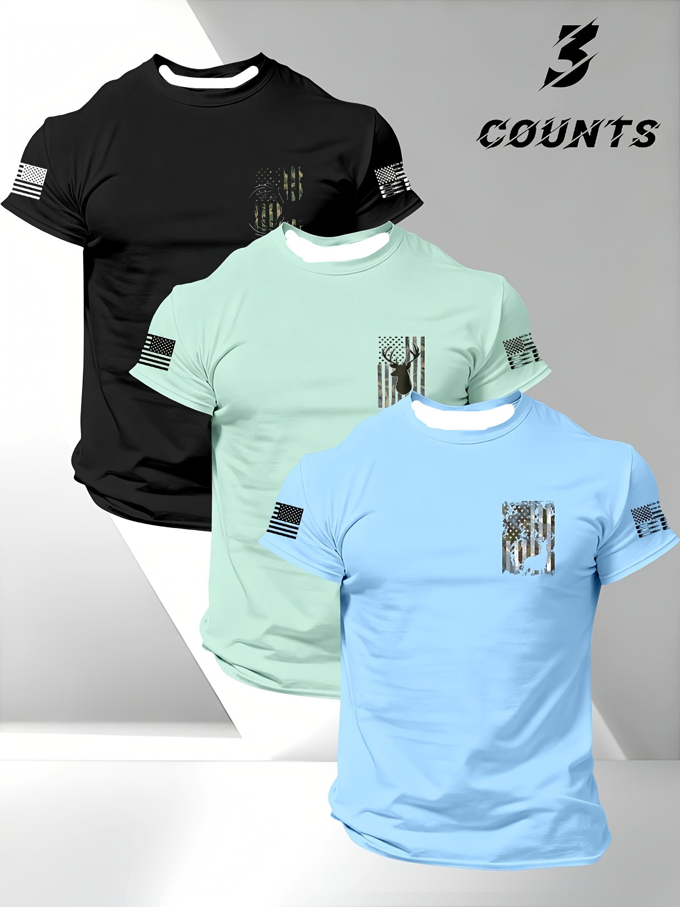 3-Pc Men'S Short-Sleeve T-Shirts, American Patriotism 250Th... product image 3