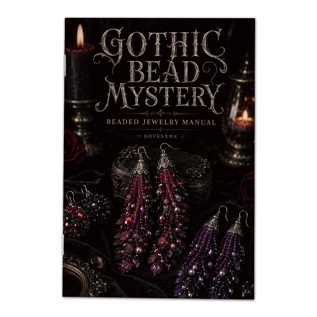 TEMU 1pc Gothic Beading Guide Book With Tassel Earring Instructions & -scale Vintage Patterns Suitable For Bead Art Crafts, Macramé, Dark Aesthetic