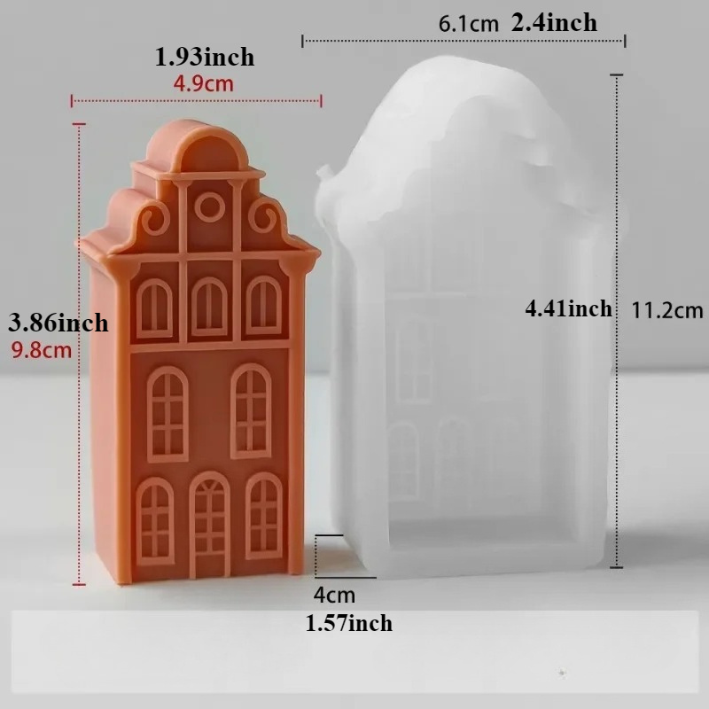 Image of 1pc New Christmas House Candles Silicone Mold 3d Villa Wooden House Crafts Gypsum Resin Cement Mold Diy Making Supplies Christmas Gifts