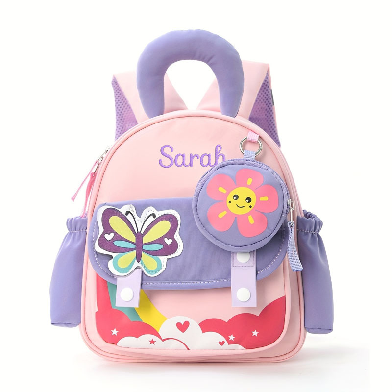 TEMU Customizable Personalized Name Backpack, And Rocket Pattern, Multi-pocket Lightweight Storage Design With Side Pockets And Front Flap, Suitable