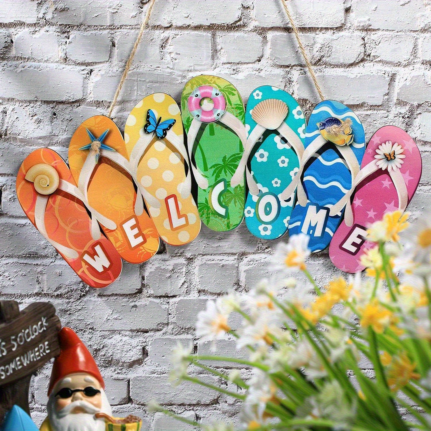 wooden flip flop welcome sign suitable home store party Temu