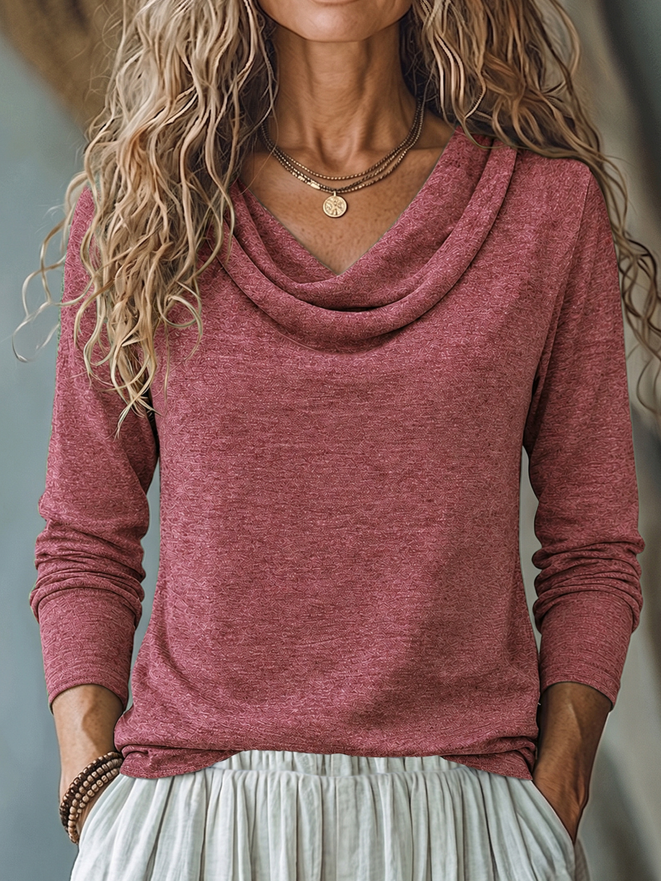 item picture womens casual fashion solid color long sleeve drop shoulder t shirt top