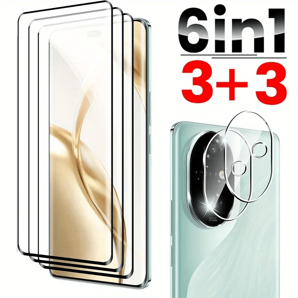 TEMU Protector de Pantalla 3+3 + Protector de Lente de Cámara para Honor 200/200 Pro, Vidrio Templado, Protector de Lente , Resistente a Rayones, -,