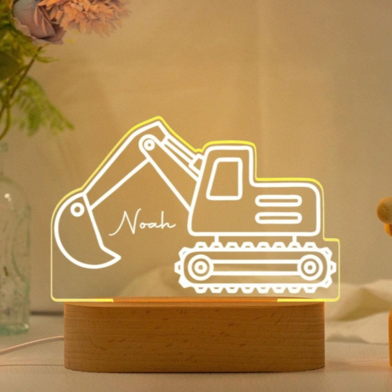 TEMU Name Customized Night Light, Bulldozer, Excavator Night Light, Name Customized Led Lamp, Usb Powered Night Light, Suitable For Bedroom, Desk,
