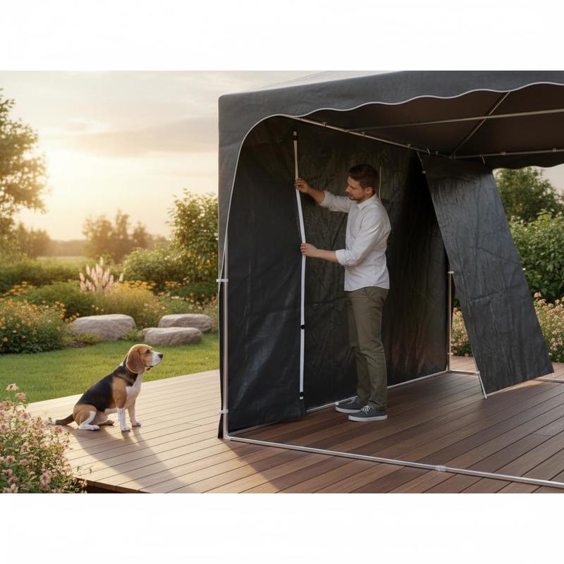 Side Panels 295x195cm For Garden For Party Backyard Market Event, Zipper Opening Pe Material Look Replacement Walls Fitting 3x3 Folding