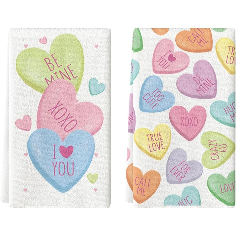 

2pcs Polyester Kitchen Towels - 18x26 Inch, Pink For Valentine's Day & Anniversary Decor, Machine Washable Hand Towels