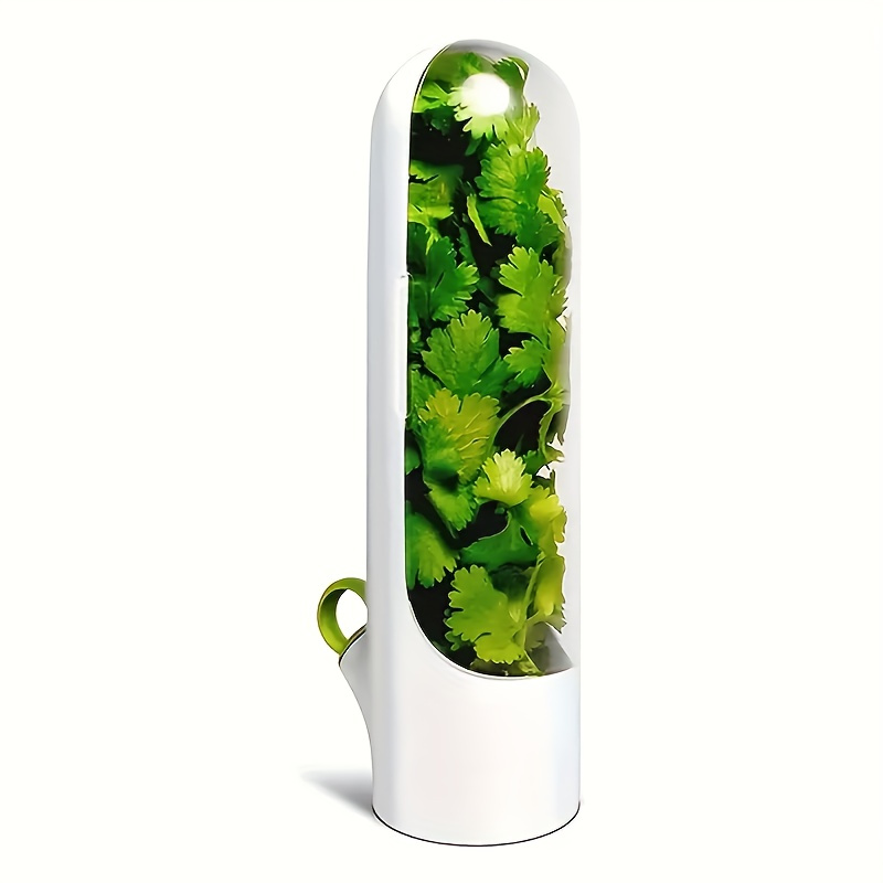 TEMU 1pc Transparent & Plant Preservation Box With White Lid - Durable Plastic, Manual Freshness Keeper For , Parsley, Basil, Mint, And More,