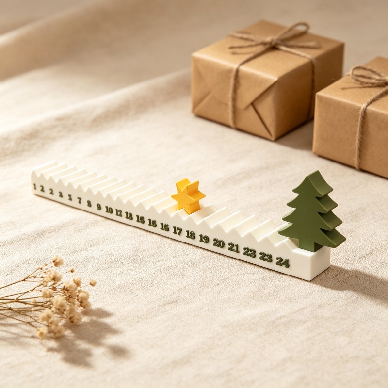 TEMU . Weihnachts-Adventskalender im nordischen Stil, kreative Schreibtischdekoration als Feiertagsgeschenk, 3D-gedruckter