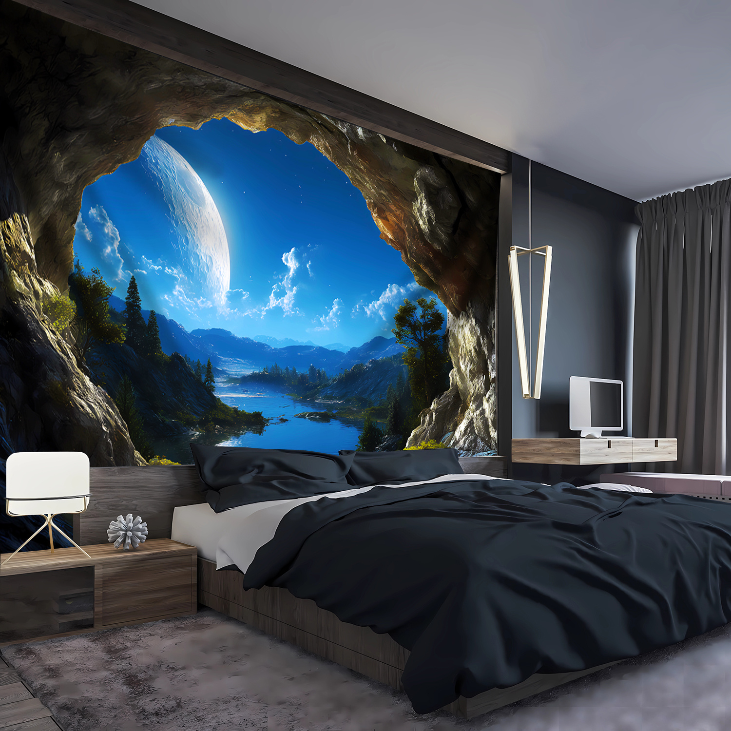 TEMU 1pc - Taille Ultra Large - Scène de Paysage Photo Grosse Tapisserie d'Impression Numérique, Impression Esthétique Polyester - pour Décoration de