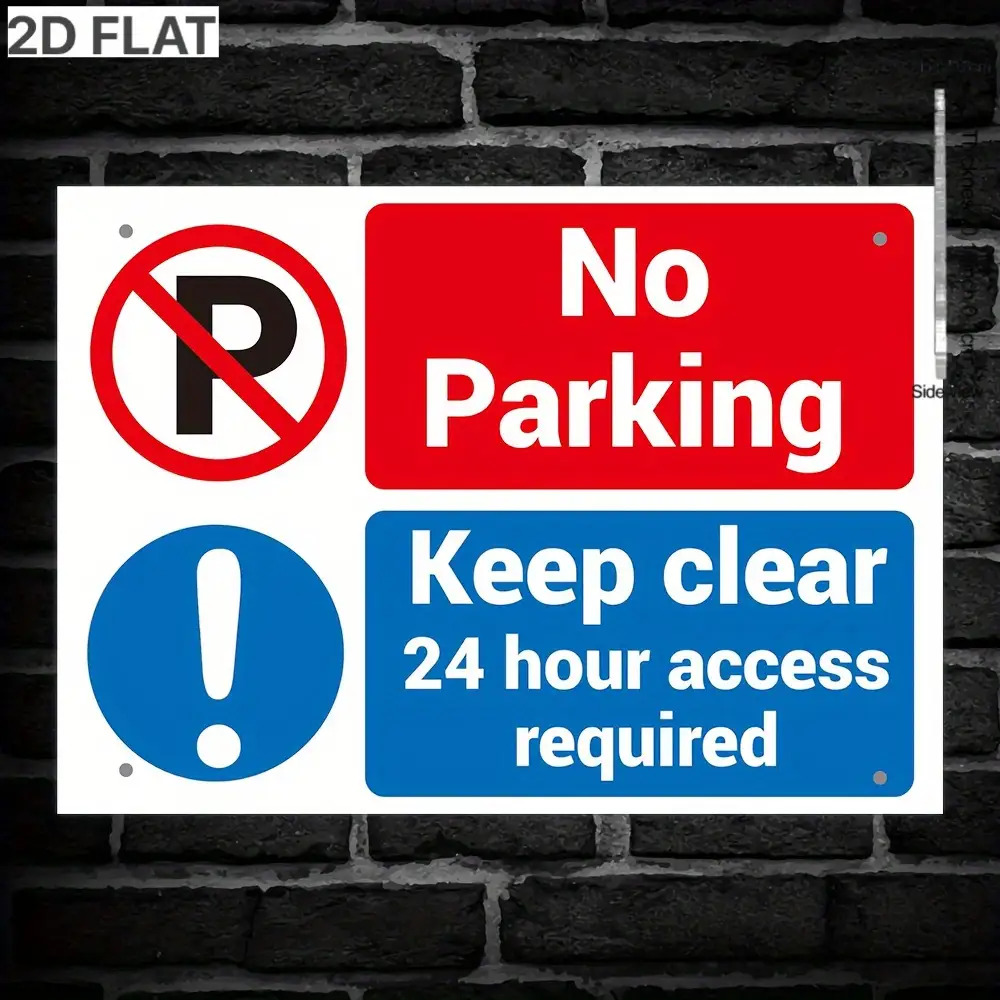 TEMU 2d Flat - 2dflat2dflat 1pc Durable Acrylic No Parking Sign - Wall-mount, Weather-resistant, Fade-free Outdoor Warning Sign, 24-hour Access