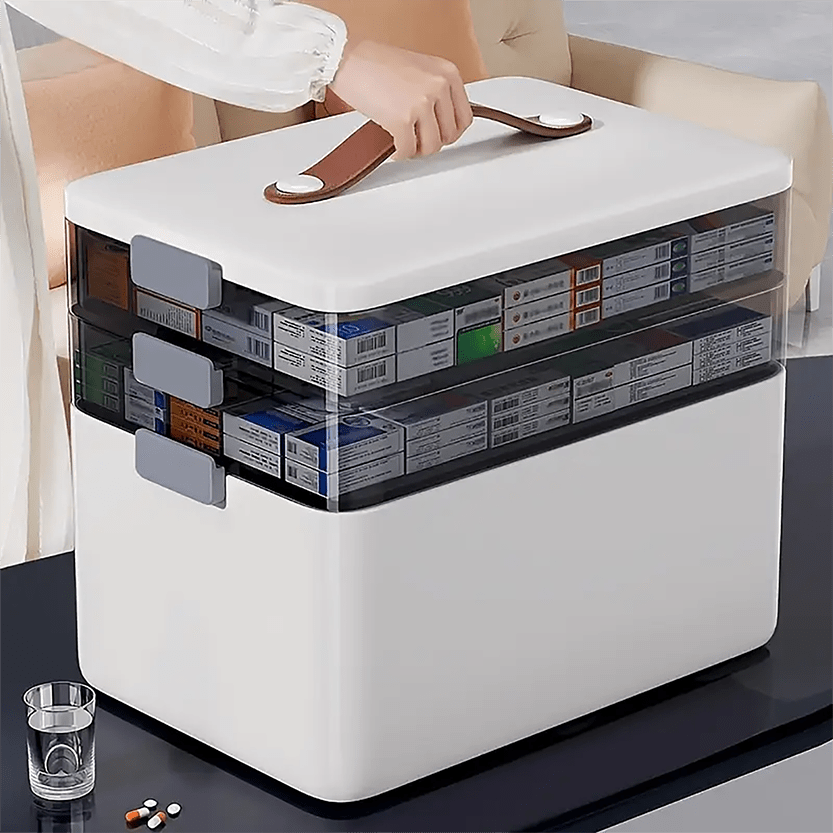 TEMU [ Large Medicine Box] Extra- Large Medicine Box | Large Capacity Medication Storage Container For Children' S Medicine, Home Kit, Medication