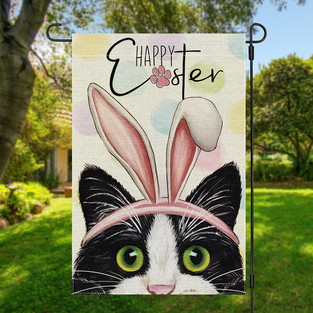 

Vibrant, Lop-eared Cat Garden Flag - Double-sided, Polyester, No Pole Needed, Outdoor & Yard Decor, 12x18in