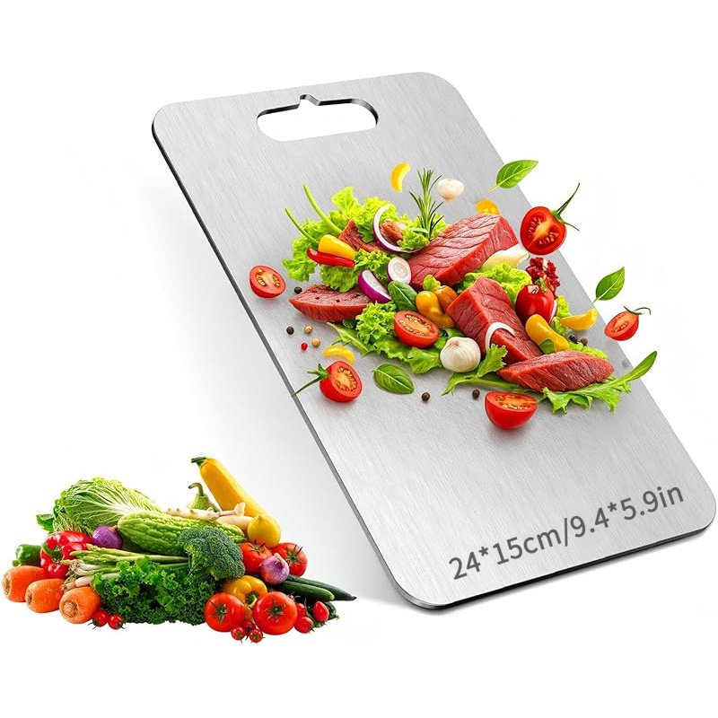 TEMU Heavy-duty Titanium Cutting Board - Double-sided Non-slip Chopping Board For Meat , Kitchen And Holiday Gift For Mom Grandma!
