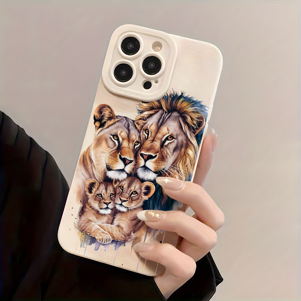 TEMU Adorable Lion Cub Family Phone Case, Suitable For Iphone