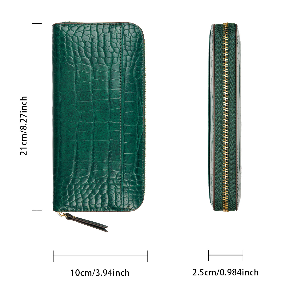 【ヴィンテージスタイル】レディース ロング クロコダイル柄 ウォレット | カード 複数、安全な留め具付きコインポケット、ファッションアクセサリー、高級感、本革、ジップポケット、ナイロン 商品詳細 4