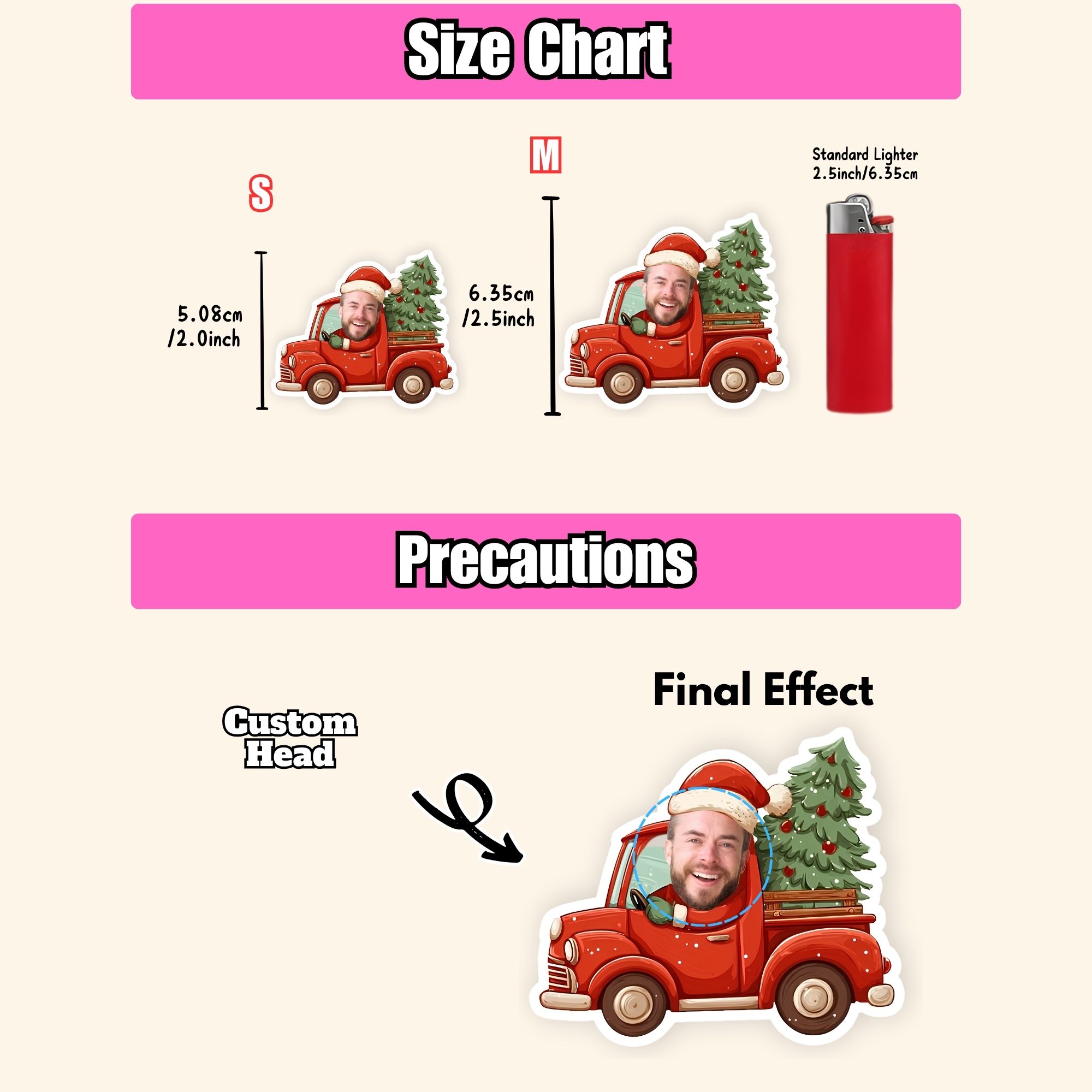 Custom Photo Stickers, Personalized Santa Face Stickers