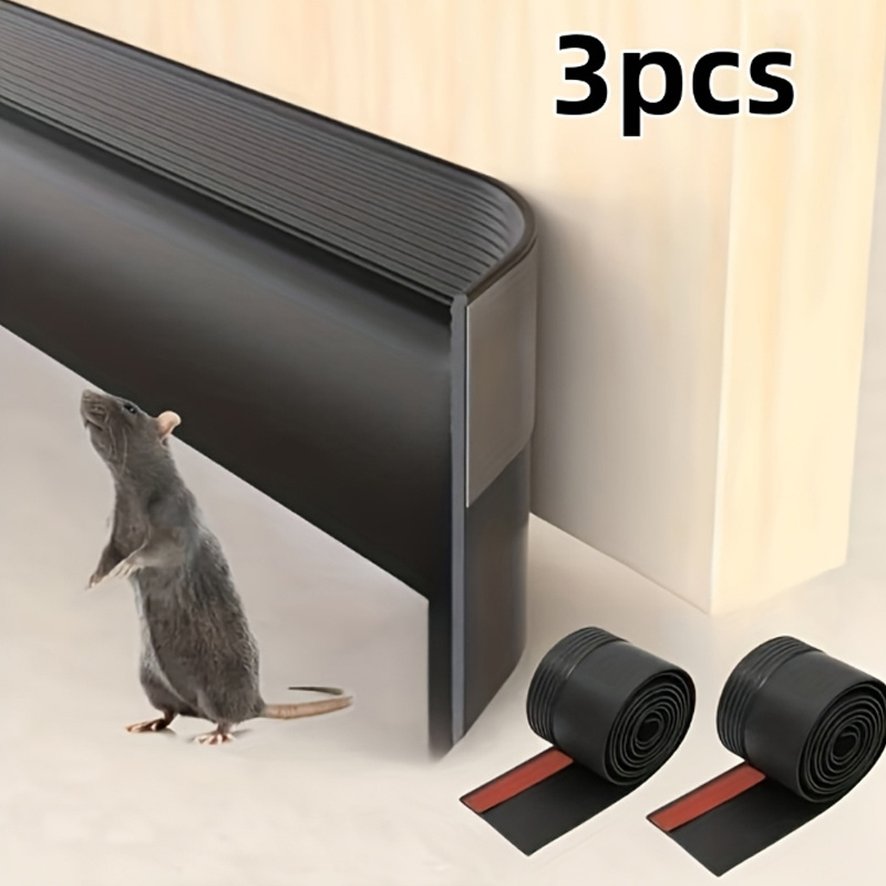 TEMU Ensemble de 3 joints de bas de porte auto-adhésifs, 198.12Cm, caoutchouc durable, réduction du bruit, coupe-vent, anti-fumée, anti-poussière,