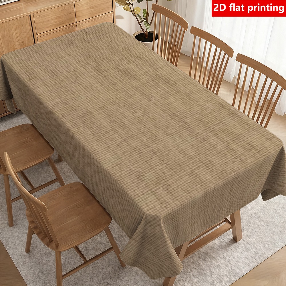 TEMU Tablecloth 2d Flat Brown Rectangular Tablecloth, Flat Print, Rustic Farmhouse Style Tablecloth, Simple Solid , Kitchen And Outdoor Tablecloth,