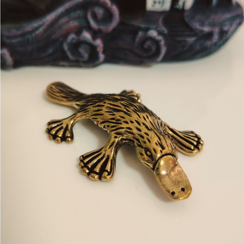 TEMU Collectible Miniature Ornament, Vintage Platypus Metal Statue—handcrafted Vintage Animal Decoration, Exquisite Details, No Electricity Required,