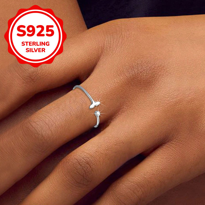 S925 Silver Mermaid Tail Open Ring for Daily Wear