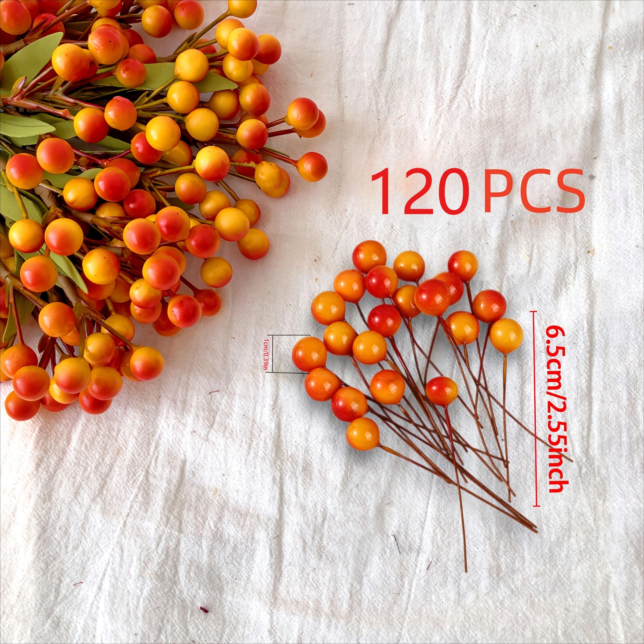 TEMU 120pcs Artificial Flowers, Orange Branches With Hand Twisted Stems, Decor For Vase Arrangement, Autumn Winter Table Centerpiece, Halloween,