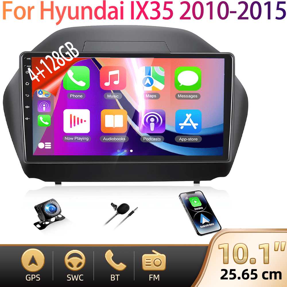For 2010-2015 15 4g+128g Car Radio With Navigation , Double Din Radio With 10 Inch Touch Display Fm/rds Wireless 5.0 And Reversing Camera, Without Battery