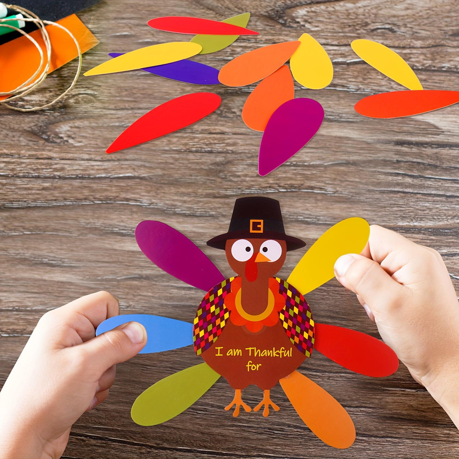 

5 Turkeys And 30 Feathers Thanksgiving Turkey Handmade Set Diy Turkey With And Adhesive Thanksgiving Stickers Suitable For Thanksgiving Parties, School Activities, Decoration Supplies