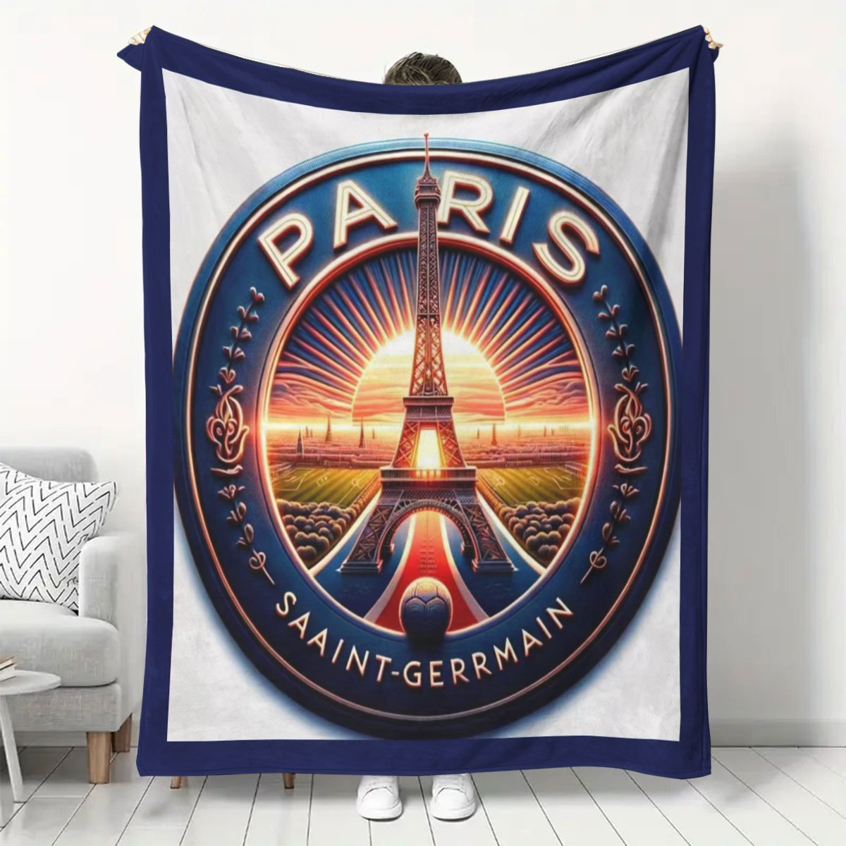 

Paris Saint-germain Design Flannel Throw Blanket - Knit Fabric, 100% Polyester, Comfort For Home Or Travel - Soft, Lightweight Asian Style Throws For Soccer Fans, Ideal Gift For Men And Women